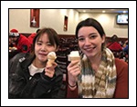 Teenage lab members Yue and Rebecca enjoy their sweets